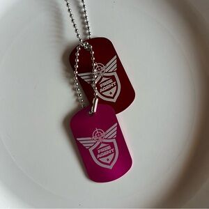 Red & pink dogtag necklace